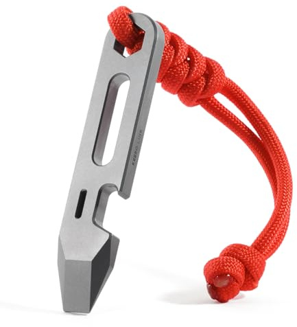 KEEPO LINK Titanium EDC Pry Bar with Bottle Opener, Wrench & Ruler, OLT03 | 4-in-1 Multitool, Keychain Prybar Tool, Ultra-Light Pocket Pry Tool for Everyday Carry & Outdoor, Gunmetal Grey