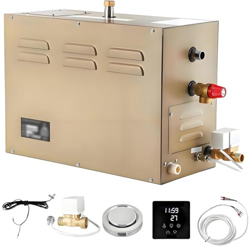ByBoDi Steam Shower Generator,Commercial Self-Draining Steam Generator Shower System,30 min to 12 Hours Auto Drain 95-131℉, LED Controller,for Bath Sauna SPA and Home Bathroom 6KW