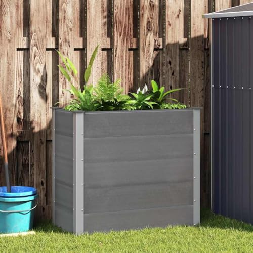 Garten-Hochbeet WPC 100x50x91 cm Grau, Pflanzkasten für Außenbereich, Blumen, Kräuter, robust, witterungsbeständig, einfache Montage