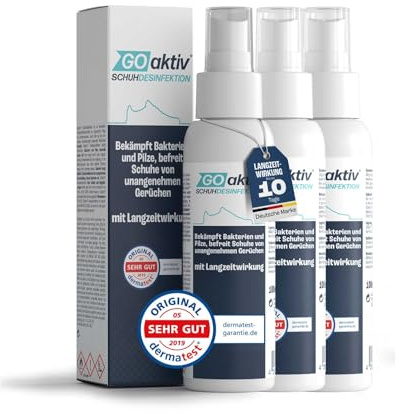 GOaktiv® Schuhdesinfektion 3er Pack | Desinfektionsspray für Schuhe | 3x 100ml | Bekämpft geruchsverursachende Bakterien & Pilze | verleiht hygienische Frische | ideal für Alltag & Sport