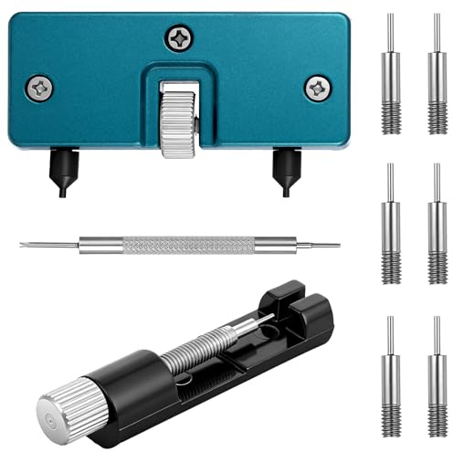TIESOME Lot de 9 outils de montre en acier inoxydable avec extracteur de goupille, outil pour barrettes à ressort, outil pour l'ajustement du bracelet et le changement de batterie