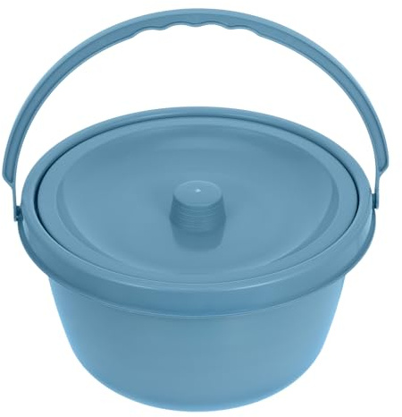 Toddmomy Pot de Chambre Bleu en Plastique avec Couvercle, Urinoir de Voyage Unisexe pour Personnes Âgées et Handicapées, Toilettes Portables Pratiques pour Chambre et Camping, Base
