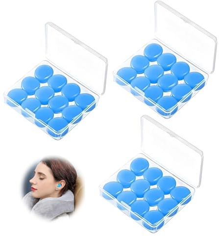 36 Bouchons Oreille Silicone Moulables Reutilisables Etanches Anti-Bruit | 3 paquets 12 boules, dormir, voyager, etudier, garde auditive, sommeil paisible, voyage, calme, repos, piscine