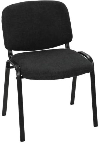 HOMCOM Stackable Meeting Chair, Black | Linen-Look Fabric Reception Chair, Ergonomic Curved Backrest, Padded Seat, Office