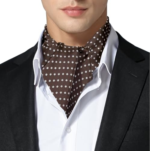Remo Sartori – Ascot Krawattenschal für Herren, Aus Reiner Seide, Braun Punktmuster, Made in Italy