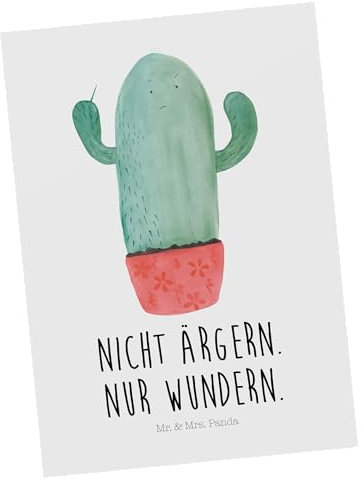 Mr. & Mrs. Panda Postkarte Kaktus Wut - Geschenk, Schule, Kakteen, Dankeskarte, Kollegin, Einladungskarten Geburtstag, wütend, Grußkarte,