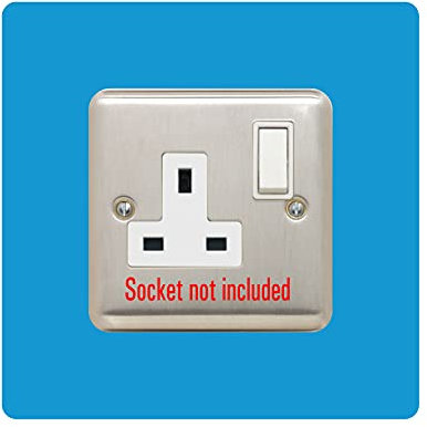 Single Socket Surround | Square | Acrylic Back Panel or Finger Plate | Light Switch Plug, Font Colour:Light Blue