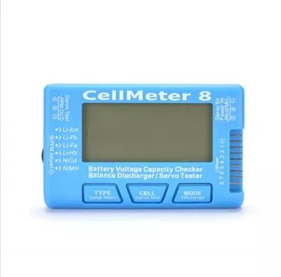 Vérificateur de batterie numérique, CellMeter 8 Testeur de tension de capacité de batterie numérique pour Li-Po LiFe Li-ion