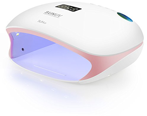 SUNUV Lampe à ongles UV LED pour vernis gel, avec 4 réglages de minuterie, sèche-ongles avec affichage LED à capteur automatique et base amovible, rose