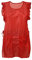 Chasuble Kasack Überwurf Schürze Dederon Nylon Nostalgie Rüsche einfarbig, Farbe:rot, Größe:L (46-48)