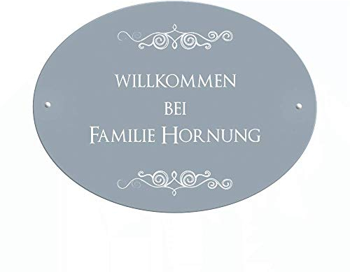 Türschild personalisiert mit Namen der Familie I Motiv “Hornung” für die Haustür mit Gravur I ideal als Geschenk für besondere Anlässe: Einweihung, Richtfest, Einzug, Hochzeit, Geburtstag