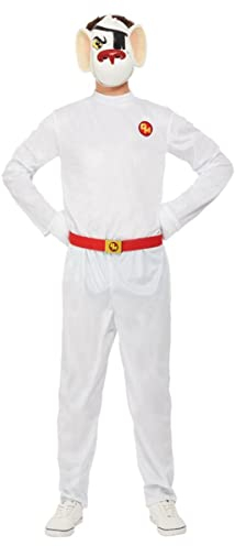 Smiffys Danger Mouse Costume in White for Adults, All-in-One, Belt, and Latex Mask, Officially Licensed, Matching Parent and Child Costume, Ideal for Halloween Fancy Dress