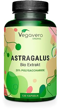 Bio Astragalus Kapseln hochdosiert | Premium: 11.250 mg Pulver aus 750 mg Extrakt (15:1) | 20% Polysaccharide | Laborgeprüft | Vegan - Ohne Zusatzstoffe | Deutsche Produktion Vegavero