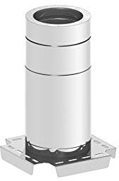 H&M New Line Edelstahlschornstein Schornstein Einzelteil doppelwandig Grundplatte mit Design Reinigung Ø130mm Innendurchmesser 25mm Isolierung für Wand und Boden Montage