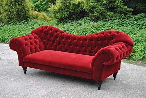 jvmoebel Dreisitzer Design Polster Sitz Textil Sofa 3 Sitzer Chesterfield rot Neu Couch