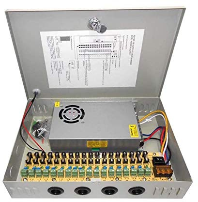 Rivelt box Alimentazione 18 Uscite Canali Stabilizzato per Telecamere Videosorveglianza CCTV DC 12V 30A 18 CH 360 W