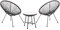 EVRE Goa Black Acapulco Styled Egg Shape Conversational Garden Furniture Bistro Patio Outdoor Set For Balconies Gardens Terraces 2 Chairs 1 Glass Top Table