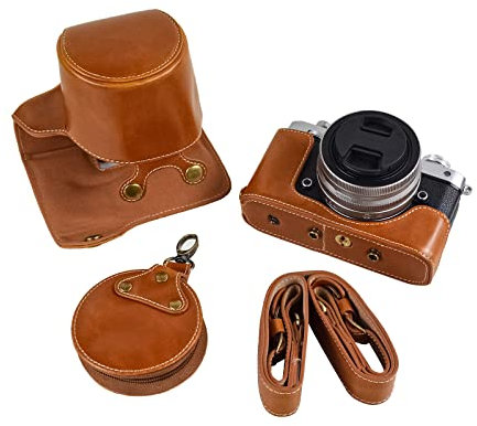 MUZIRI KINOKOO Étui ZFC/Z FC Housse en Cuir synthétique pour Appareil Photo Nikon Z FC Zfc et Objectif 16-50 mm f/3.5-6.3 ou 28 mm f/2.8 SE avec bandoulière Marron