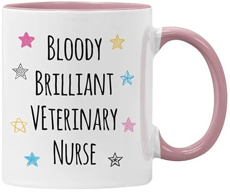 Plumfoolery Veterinary Nurse Mug Bloody Brilliant Veterinary Nurse Gift for him or her and Coaster (Pink)