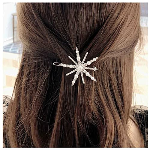 Dervivea Boho Perle Kristall Haarspange Haarspange Schneeflocke Haarspange Pin Gold Cz Stern Bobby Pin Clips Vintage Perle Seite Clip Haarnadel Dekorativer Haarschmuck für Frauen und Teenager