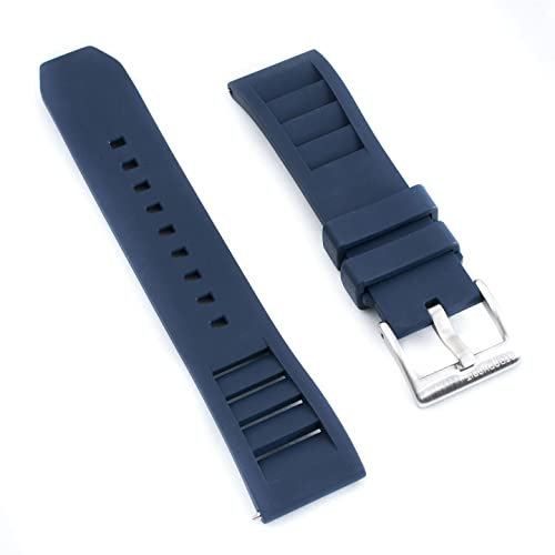 StrapHabit Uhrenarmband mit Schnellverschluss, belüftet, Gummi, FKM, 20 mm, 22 mm (20 mm, Dunkelblau)