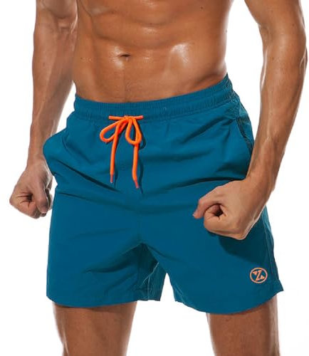 ZOXOZ Badeshorts Herren Badehose Herren Shorts Kurze Hosen Herren Schnelltrocknend Männer Schwimmhose Boardshorts Strandshorts Herren Beachshorts mit Mesh-Futter Verstellbarem Tunnelzug Pfauenblau 3XL