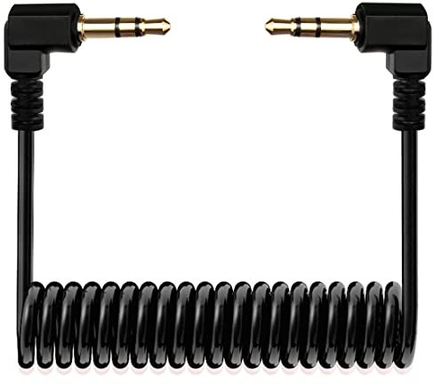 TRS Cable, 3.5mm to TRS Adapter Microphone Patch Cable, 1/8 Aux Cord Audio Converter, Cameras Coiled Live Streaming Mic Cord (Black)