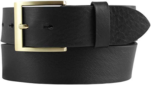 BELTINGER Gürtel mit goldener Gürtelschnalle aus Vollrindleder | Hochwertiger Jeans-Gürtel 40mm | Herren-Gürtel made in Italy | Schwarz 95cm