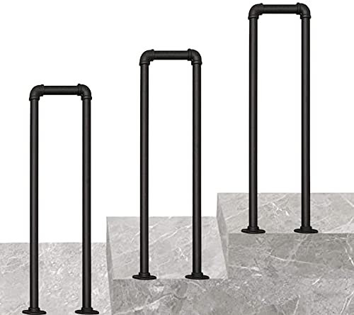 Corrimano per ringhiera per scale per gradini esterni, kit di staffe per corrimano per scale, corrimano per ringhiera per scale in ferro battuto nero per gradini in cemento o scale in legno ( Size : 9