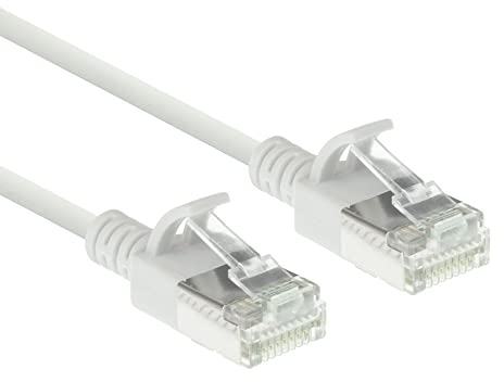 ACT Cavo di rete CAT6a U/FTP LSZH, cavo LAN sottile da 3,8 mm, flessibile, antigroviglio, con connettore RJ45, per centro dati, 1,5 m, bianco, DC6951