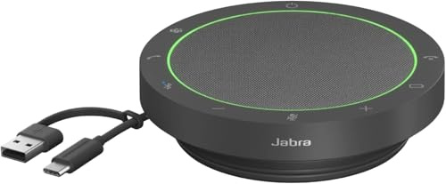 Jabra Speak2 55 Wireless Bluetooth Speakerphone - Portable Speaker with 4 Noise-Cancelling Mics, 50mm Full-Range Speakers & Wideband Audio - Certified Microsoft Teams Speaker - Dark Grey