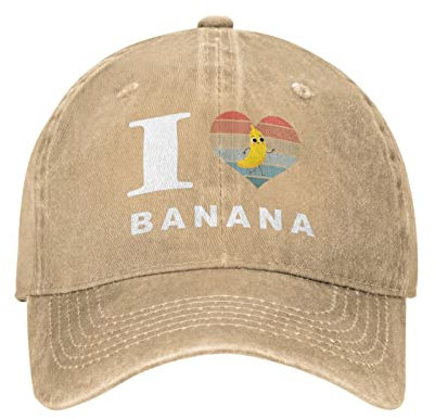 Oudrspo Bananen-Hut-Mütze Ich Liebe Bananen-Mütze für Frauen-Baseball-Mütze Modischer Hut