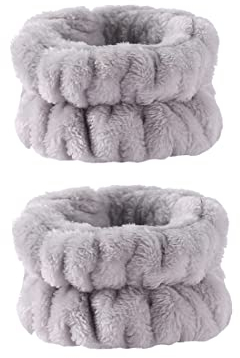 Gesichtsreinigung Armband, Elastisches Makeup Schweißband und Handtuch, Spa Armband für Frauen und Mädchen, Saugfähig und Hygienisch - grau