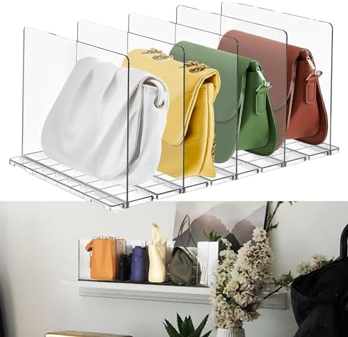 Rilime 5 Stück Regalteiler Schränke, verstellbare Kunststoff-Handtasche Geldbörse Tasche Kleidung Trennwand Regal transparent abnehmbare Regaltrenner für Schlafzimmer Küche Schränke (5 Stück)