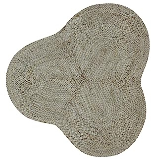 carpetfine Juteteppich Alia Sonderform Taupe 120x120 cm handgewebt aus Jute | Moderner Naturteppich Uni im Boho - Style Teppich Oval für Wohnzimmer, Schlafzimmer und Küche