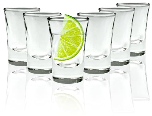 volila Schnapsgläser 25ml – Set mit 6 Shotgläser mit Schwerem Boden – Klares Schnapsglas für Jager-Bomb-Shots, Jello-Shots, Tequila-Shot-Gläser und Trink-Shots aus Barglas