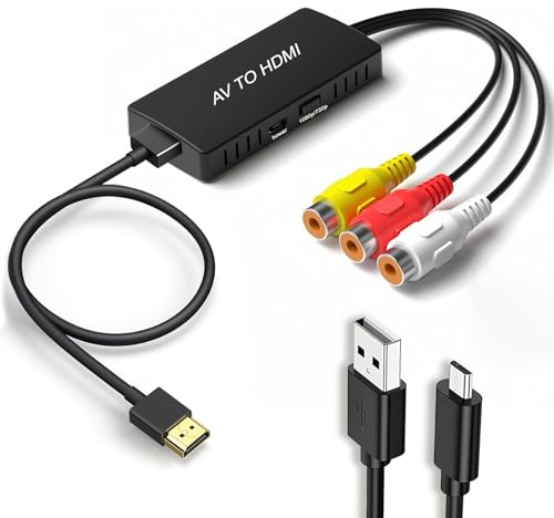 Aweskmod Adattatore HDMI, Adattatore AV to HDMI Full HD, Adattatore RCA a HDMI, Uscita Video Adattatore Audio per HDTV Monitor Proiettore STB VHS Xbox PS3 Sky Blu-ray Lettore DVD