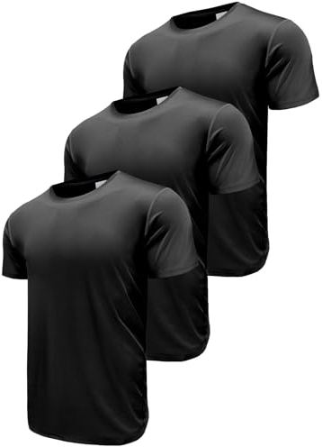 3er Pack Sport Tshirts Herren Funktionsshirt Laufshirt Kurzarm Schnelltrocknend Atmungsaktiv Sport Shirt Männer Sportshirt Herren Kurzarm Fitnessshirt Trainingsshirt Herren Black-3P17-2XL