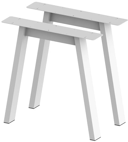 BK Styl 2 Stück Tischbeine Metall Weiß A-Form | Tischgestell aus 80x40mm Profilen | Tischkufen Tischfüße Möbelbeine für Schreibtische & Esstische I Stahl Pulverbeschichtet (715x720mm White)