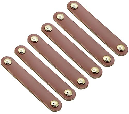 Leder Möbel Griffe, Schrank Griff, 6 Stück Leder-Schubladengriffe, Schrankgriffe for Schubladen, Türgriffe, Küchengriffe, moderne handgefertigte Leder-Schrankgriffe, Möbel, Schrankknöpfe ( Color : Bro