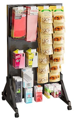 XRRJFYH Panneau Perforé Métal, Pegboard Mobile avec roulettes, Grand Porte Outils, Rangement Outils, Panneau Porte pour Magasin, Cuisine, Supermarché, Garage, Bureau (Color : Negro, Size : 100x30cm)