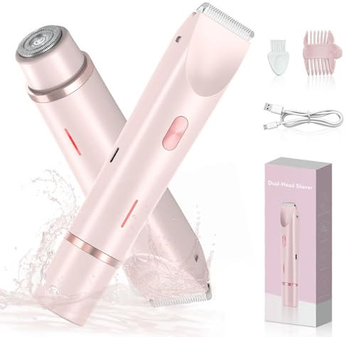 Rasoir électrique 2 en 1 pour femme, rasoir indolore pour femme, rasoir électrique sans fil humide et sec pour femmes, jambes, aisselles, poils pubiens, rechargeable IPX7