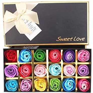 18Pcs Rose Floral Scented Bath Soap Plant Essential Oil Rose Soap Rose Flower Petals Shaped Soap Best Gift for Anniversary Wedding Valentine’s Day Mother's Day (Mix Color)