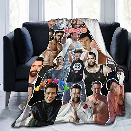 Suehome Hugh Jackman Decke aus weichem und bequemem Wollfleece, Überwurfdecken für Sofa, Büro, Auto, Camping, Yoga, Reisen, Heimdekoration, gemütlich, Plüsch, Stranddecke, Geschenk