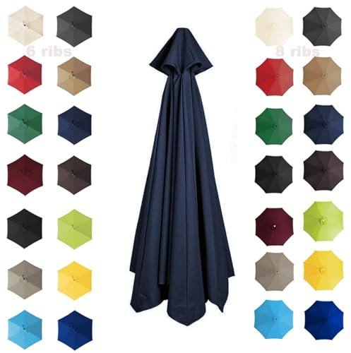200cm 2.7M 300cm Parasol Umbrella Replacement Cover 6 Arms/8 Arms Cantilever Parasol Top Fabric Cover Replacement Cloth Anti-ultraviolet|Waterproof|Breathable(Color:Navy blue,Size:8 ribs-2.7m(8.8ft))