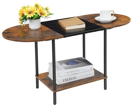Couchtisch Wohnzimmertisch moderner Couchtisch mit zusätzlicher Ablagefläche, Industrie-Design, Beistelltisch Sofatisch aus Holz für Wohnzimmer, Schwarz und Braun