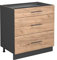 Vicco Küchenunterschrank Fame-Line, Goldkraft Eiche/Anthrazit, 80 cm mit 3 Schubladen, AP Eiche