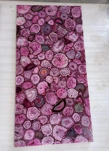 Gifts And Artefacts Table basse rectangulaire en marbre rose de 45,7 x 61 cm en agate pour décoration de mobilier de bureau