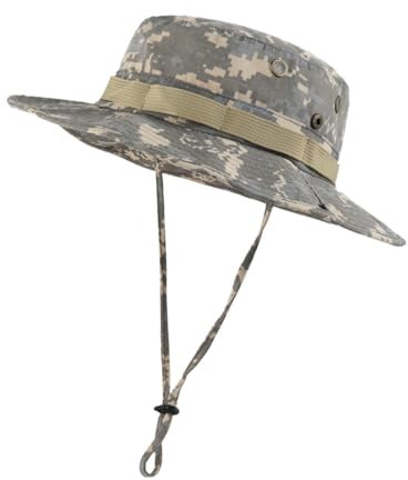 Zylioo XXL-3XL Camo Sonnenhut Für Großen Kopf,Military Tactical Safari Buschhut Boonie Hat,Woodland 'Junglescout' Breiter Krempe Wanderhut für Outdoor Camping