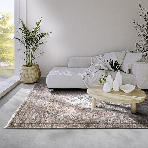 Villeroy & Boch Kurzflor Teppich Renata - Orientalischer Wohnzimmerteppich - Klassischer Fransenteppich für Wohnzimmer, Schlafzimmer, Esszimmer, Flur – Rot Multifarben, 200x265cm